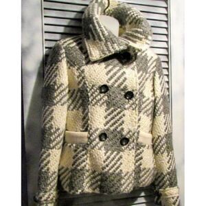 Green Envy Small Wool Checkered Peacoat